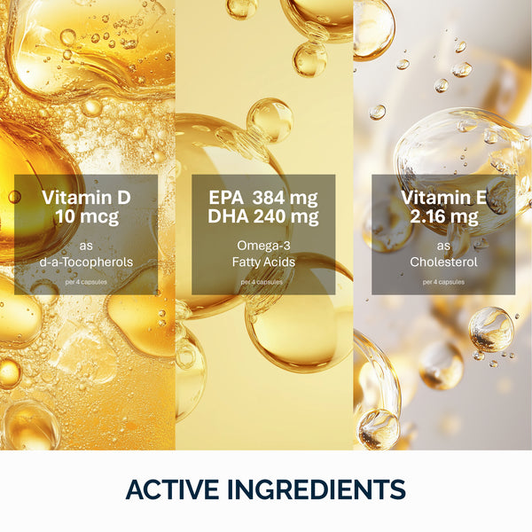 Omega-3 Kinder Kautabletten mit Vitamin D, Fischgelatine - 120 Kapseln